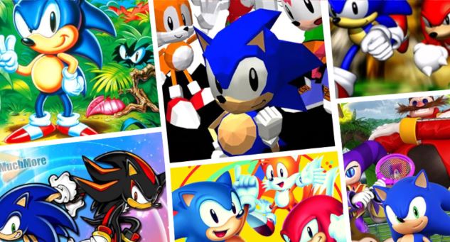 A montage of Sonic the Hedgehog images